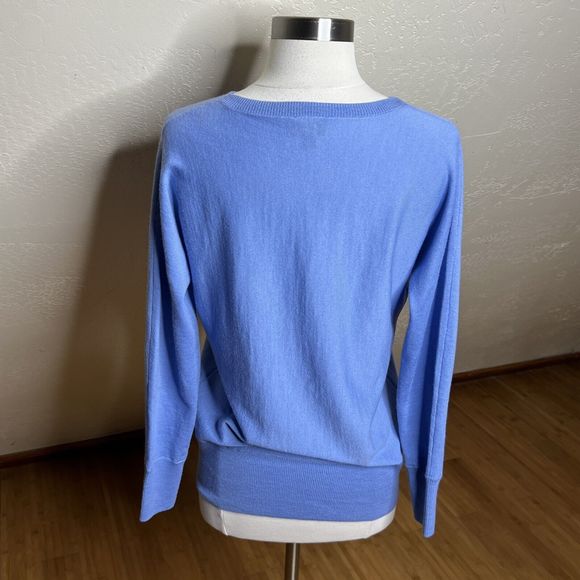 3/$30 Talbots Pullover Sweater Womens SP Blue Pure Merino Wool Draped Neckline - Picture 5 of 8